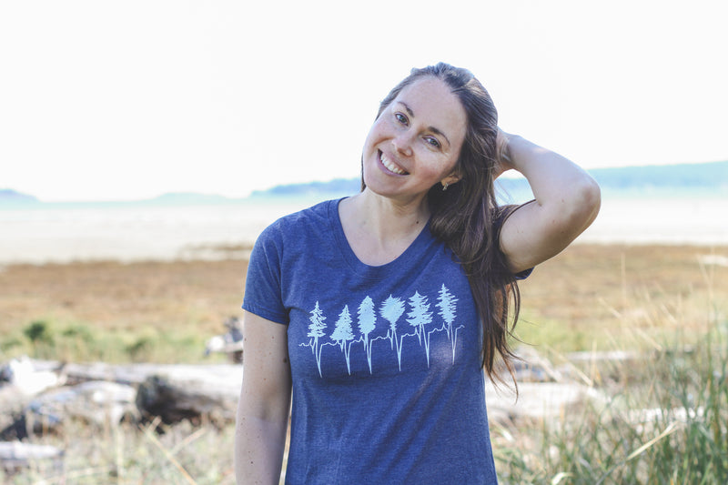 TREELINE - Women's Eco Tee - Heather Navy SALE