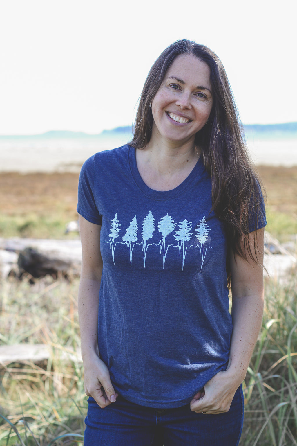 TREELINE - Women's Eco Tee - Heather Navy SALE