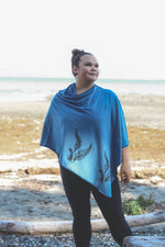 Stellar Blue Tencel Poncho with Fern Print