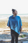 Stellar Blue Tencel Poncho with Fern Print