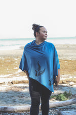 Stellar Blue Poncho with Fern Print