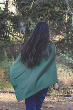 Moss Green Poncho with Birds Print