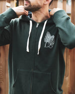 WILD WEST COAST Unisex Zip Up Eco Hoodie - Forest Green