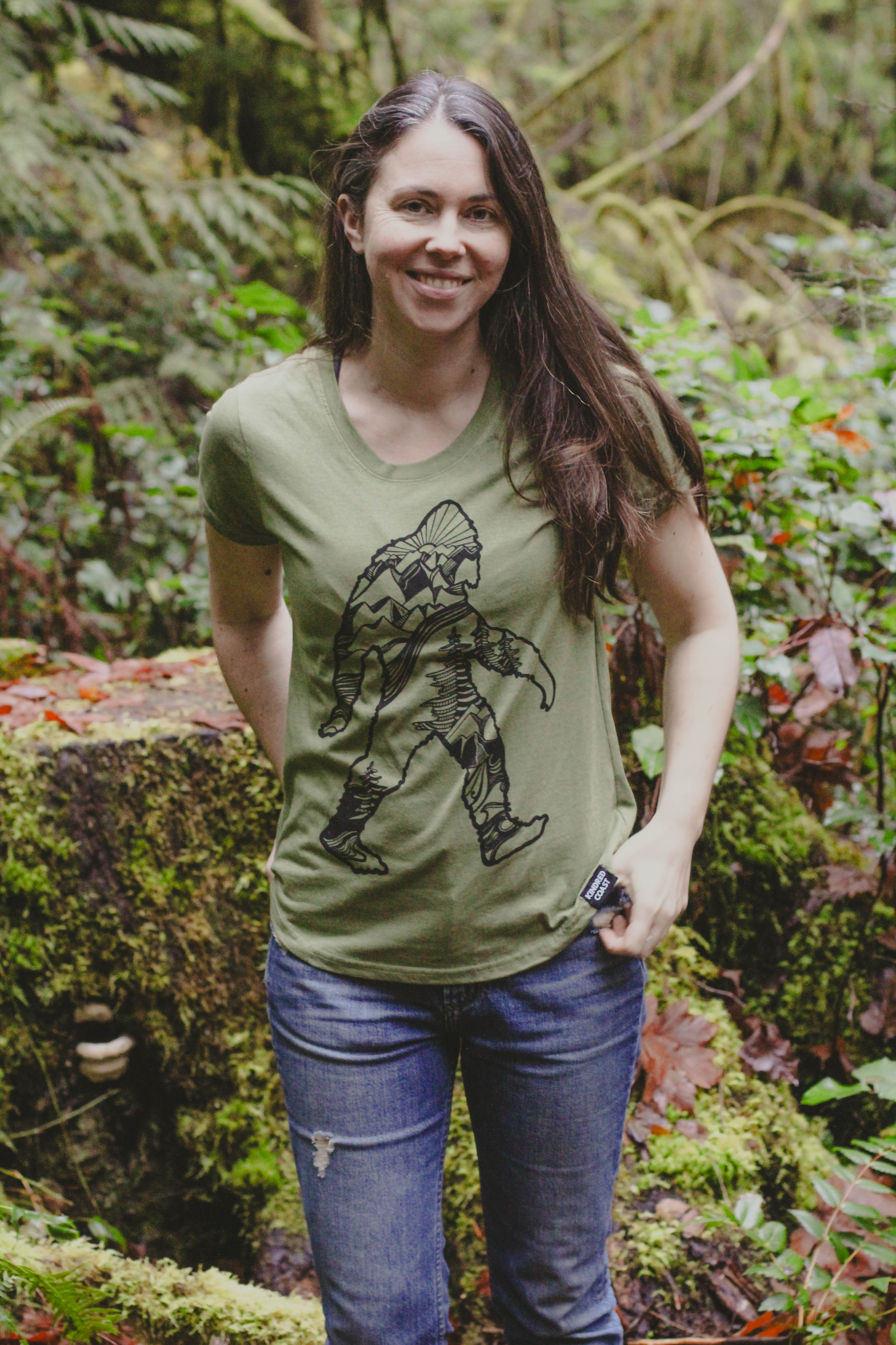 SASQUATCH- Women's Eco Tee - Army - SALE