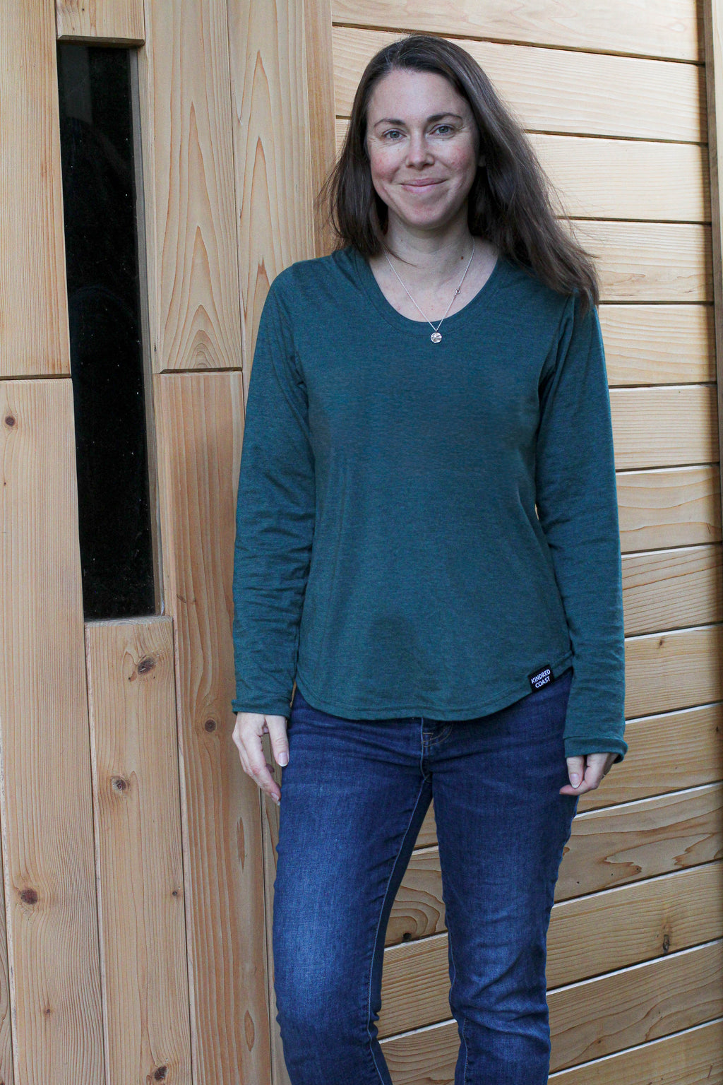 Women's Eco Long Sleeve Tee - Blank Apparel - Heather Green