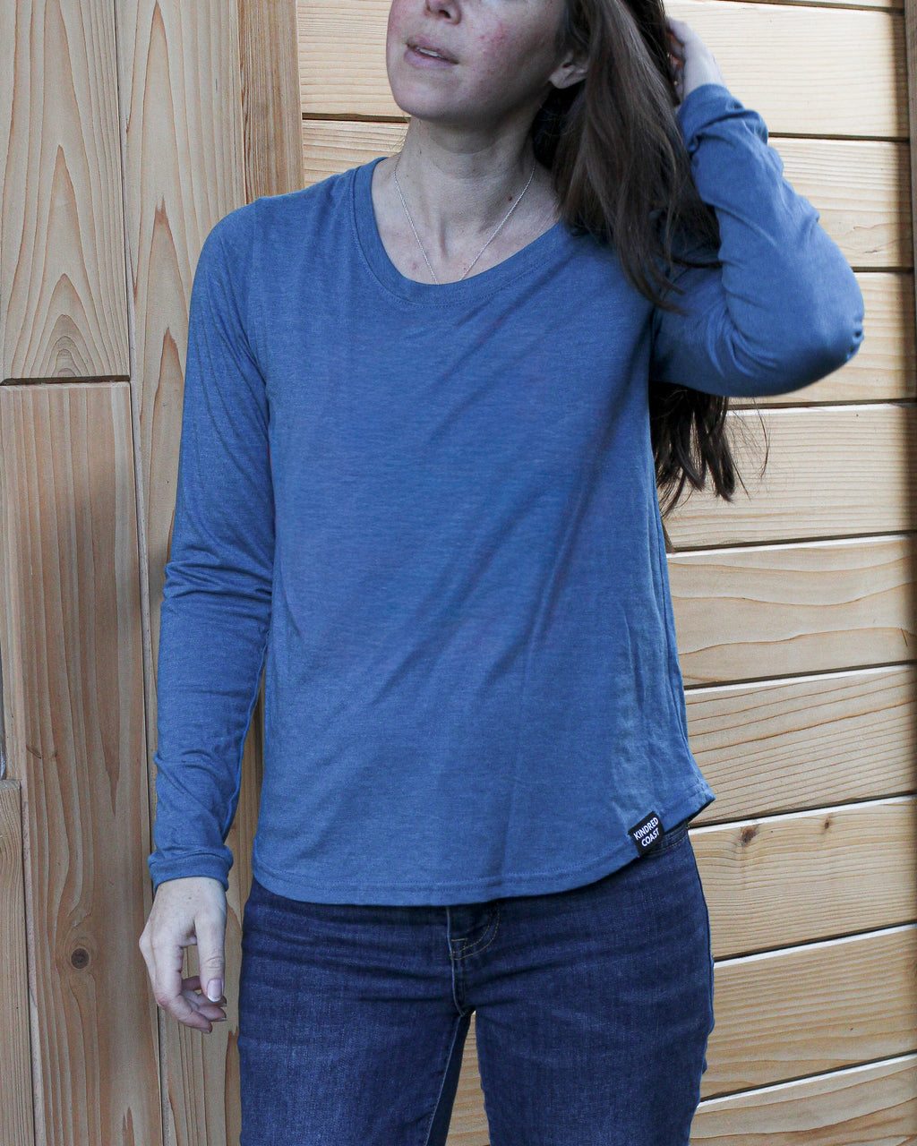 Women's Eco Long Sleeve Tee - Blank Apparel - Heather Teal