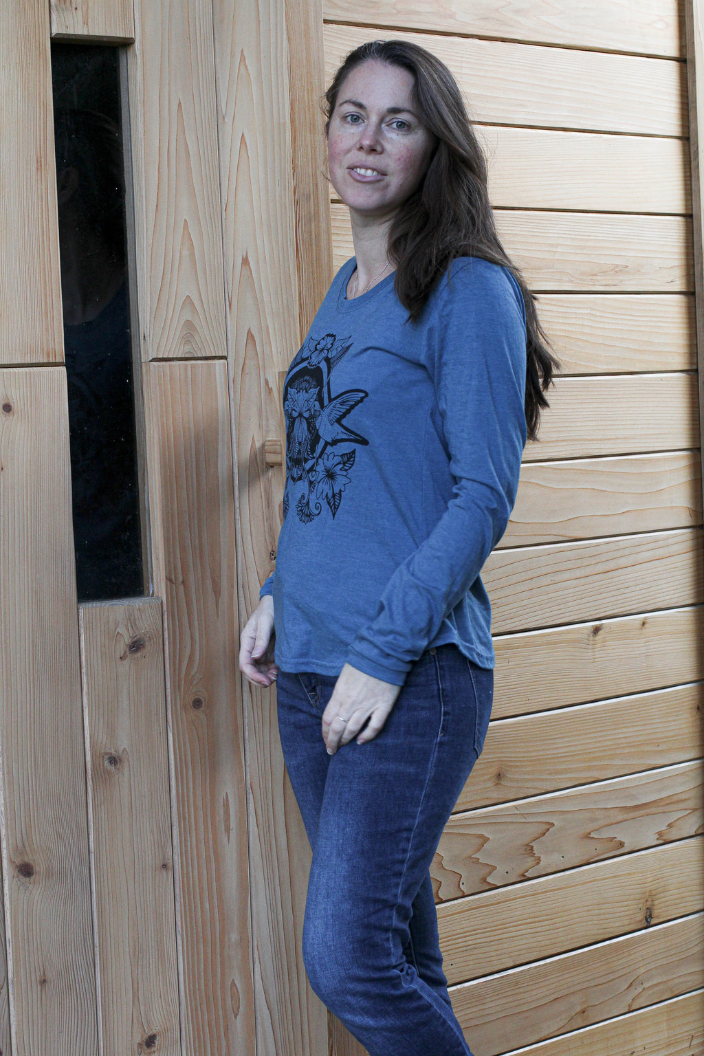 HUMMINGBIRD - Women's Eco Long Sleeve Tee - Heather Teal
