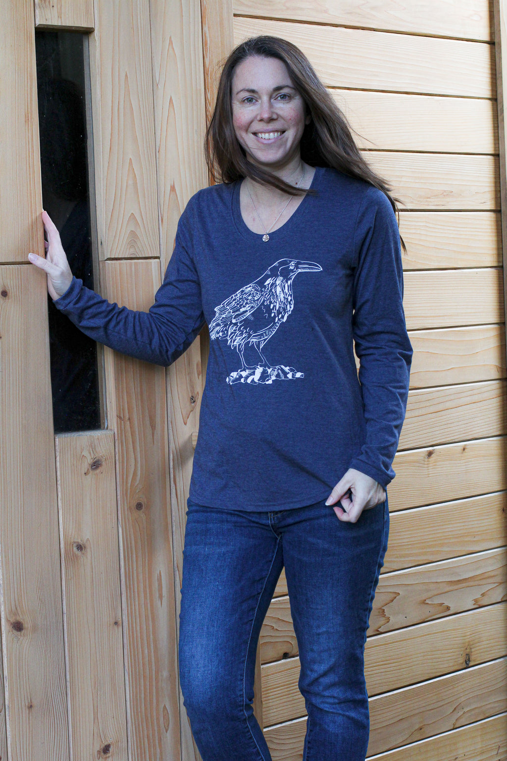 RAVEN - Women's Eco Long Sleeve Tee - Heather Navy