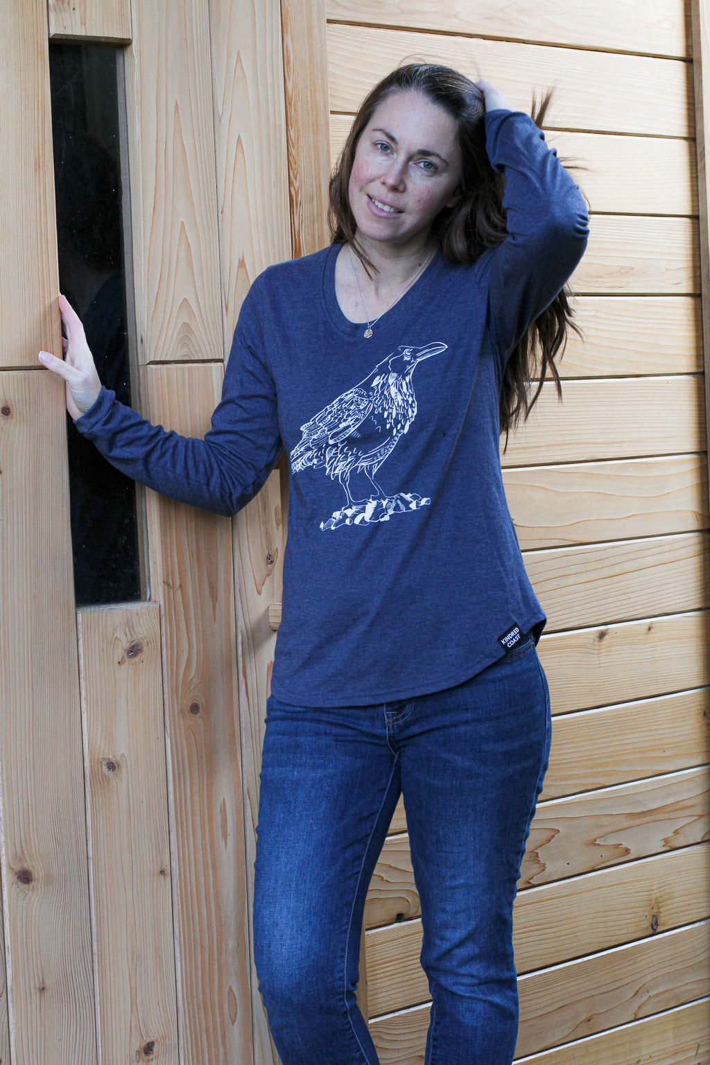 RAVEN - Women's Eco Long Sleeve Tee - Heather Navy