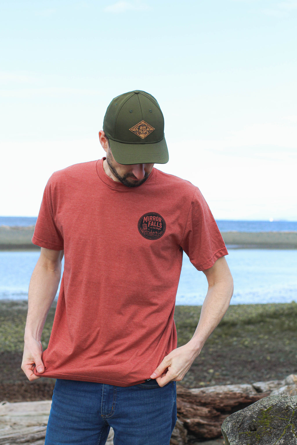 Tod Maffin's Mirror Falls - Unisex Eco Tee - Heather Rust