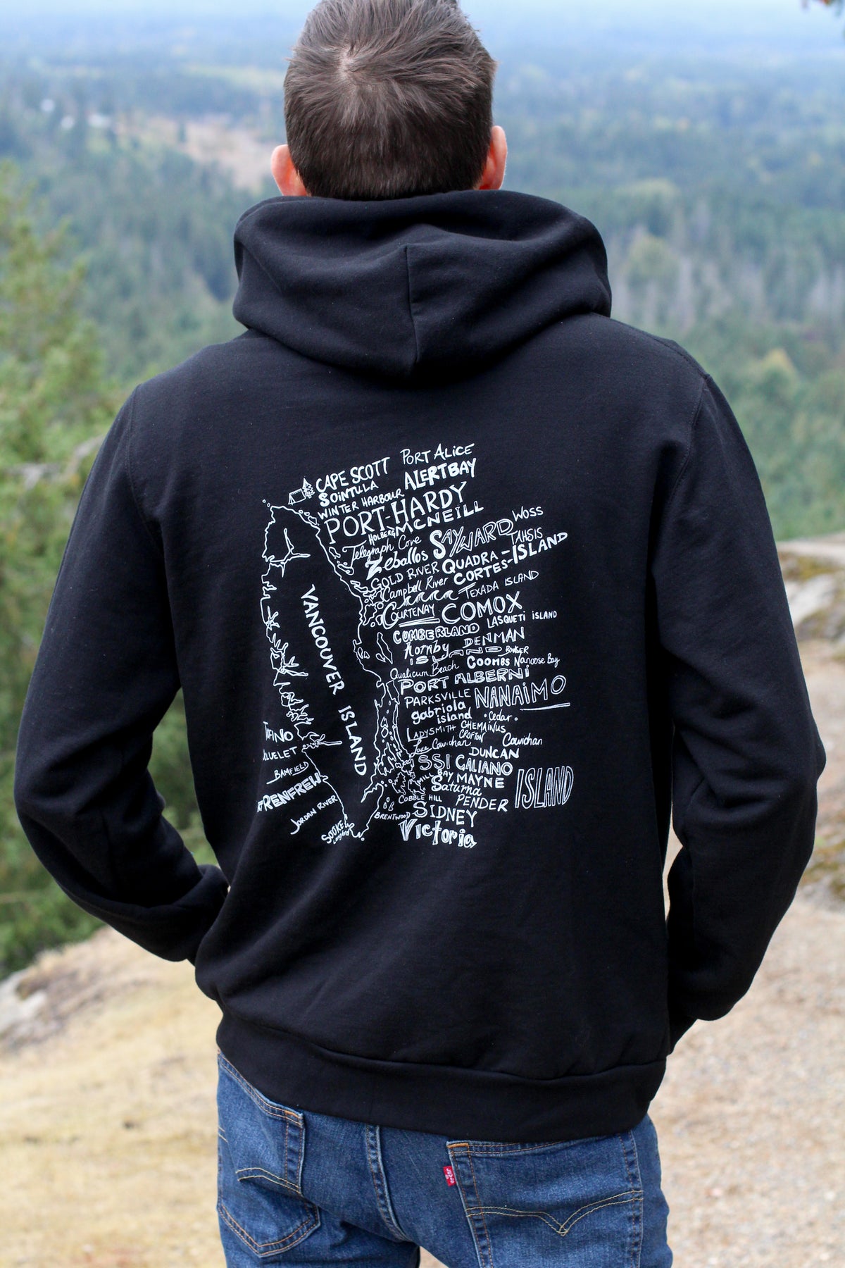 VAN ISLE Unisex Zip Up 100% Organic Cotton Hoodie - Black