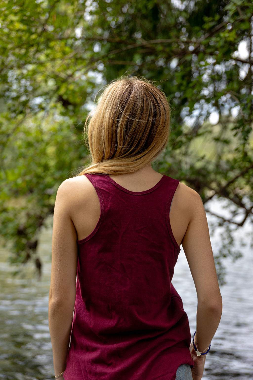 Women's Racerback 100% Organic Cotton Tank Top- Blank Apparel  - Maroon