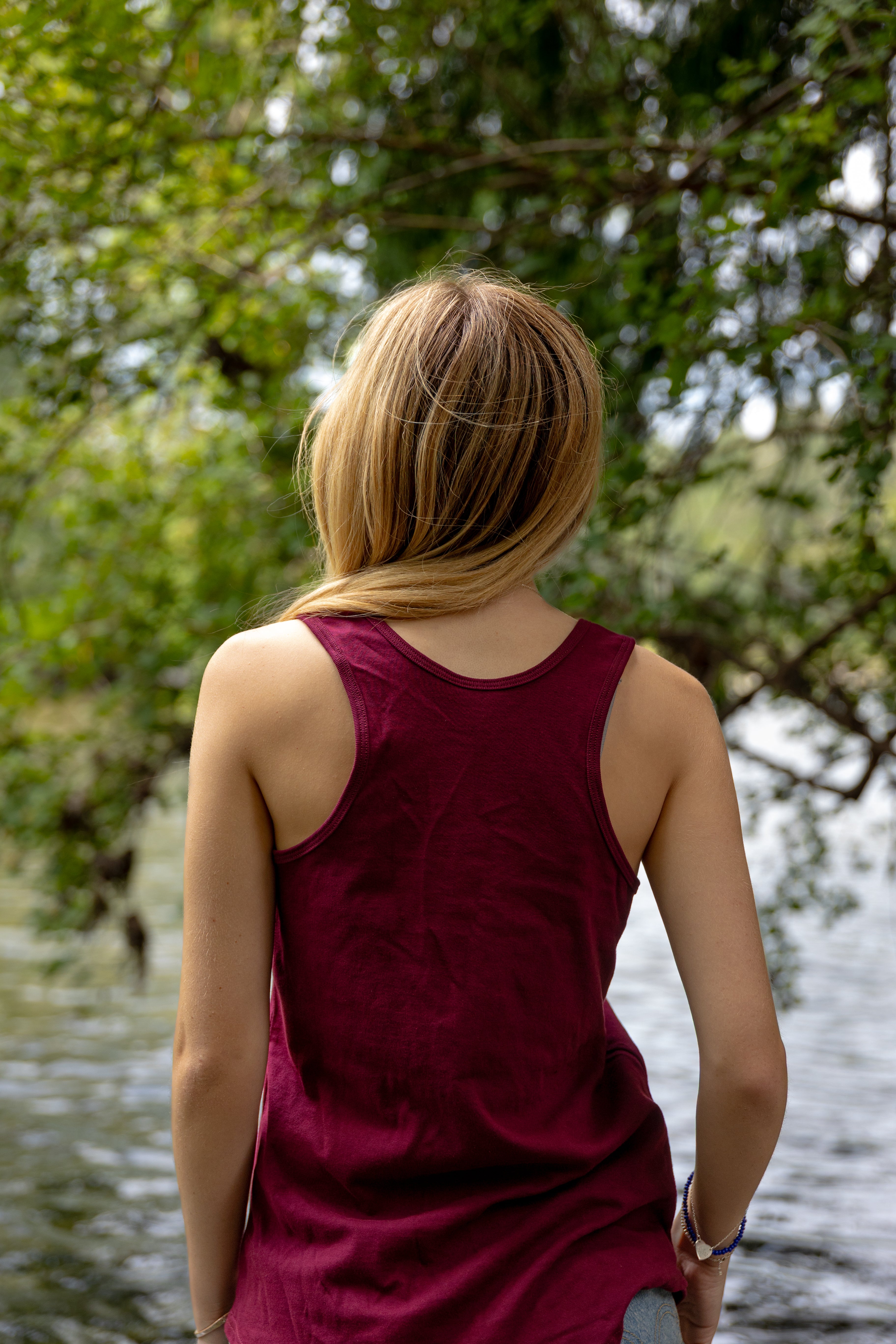 Women's Racerback 100% Organic Cotton Tank Top- Blank Apparel  - Maroon