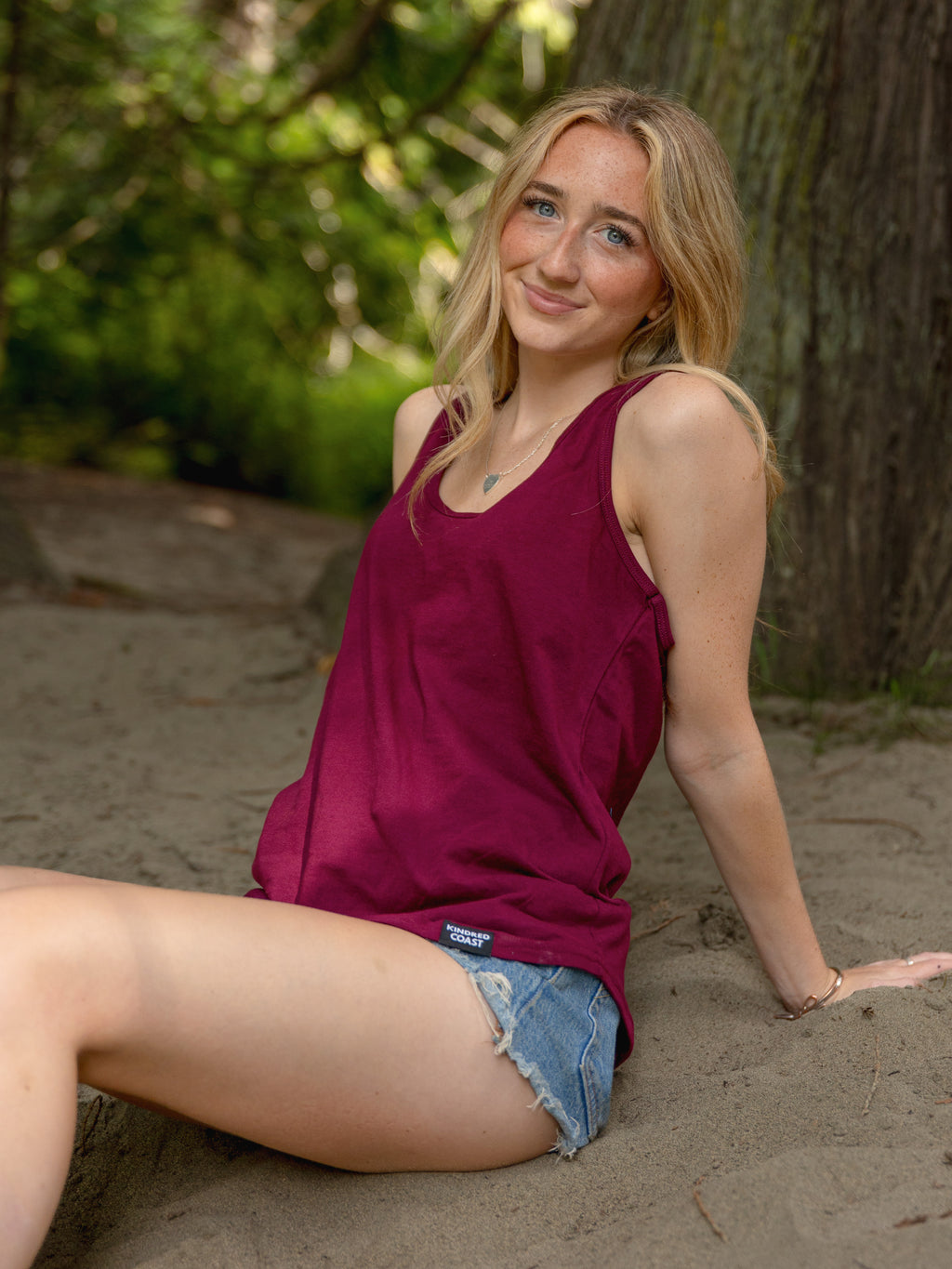 Women's Racerback 100% Organic Cotton Tank Top- Blank Apparel  - Maroon