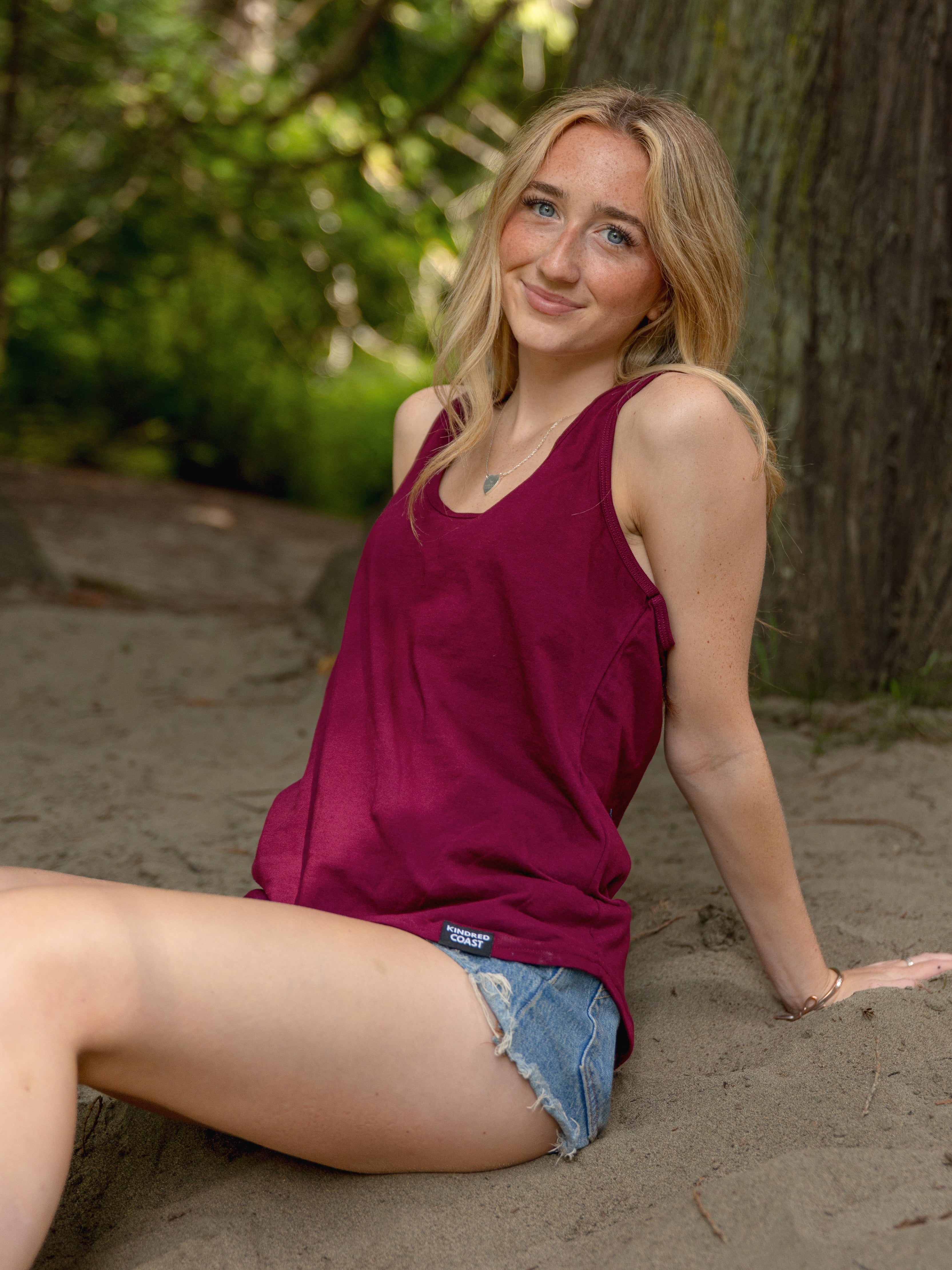 Women's Racerback 100% Organic Cotton Tank Top - Maroon