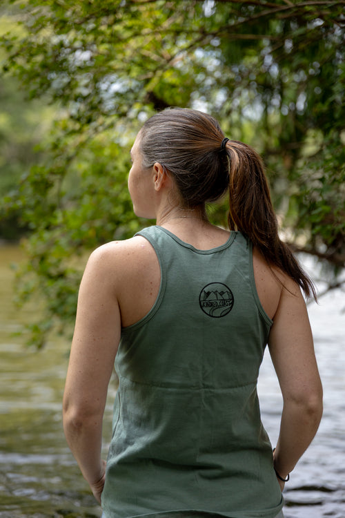 INTO THE FOREST- Women's Racerback 100% Organic Cotton Tank Top - Seafoam