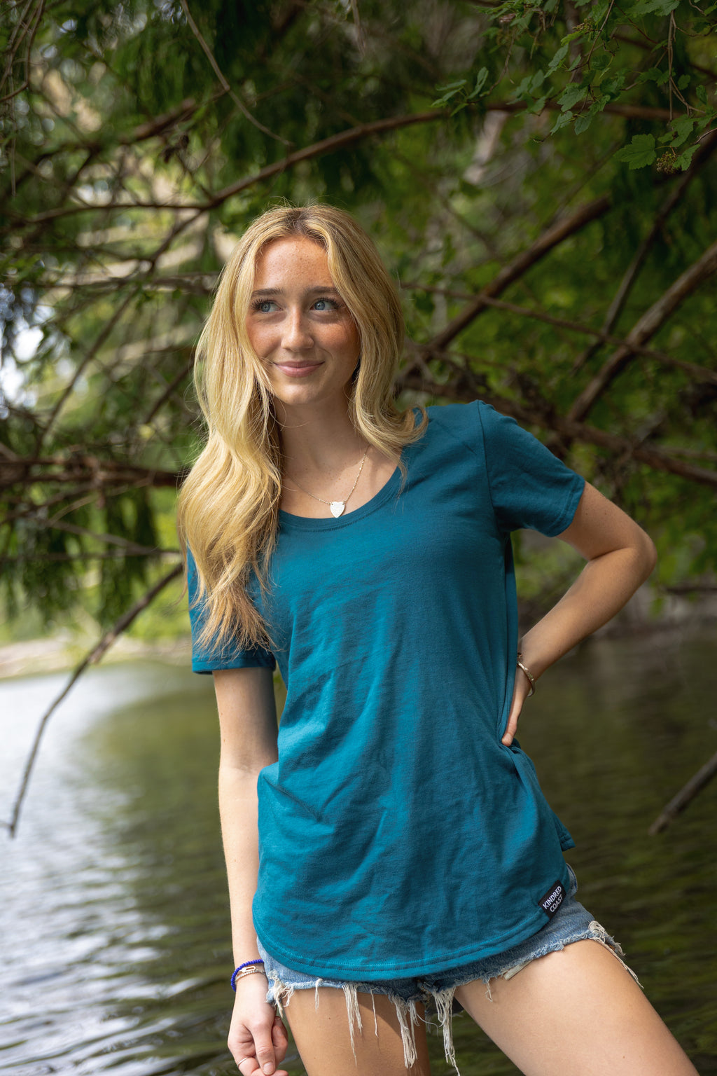 Women's 100% Organic Cotton Tee - Blank Apparel - Ocean