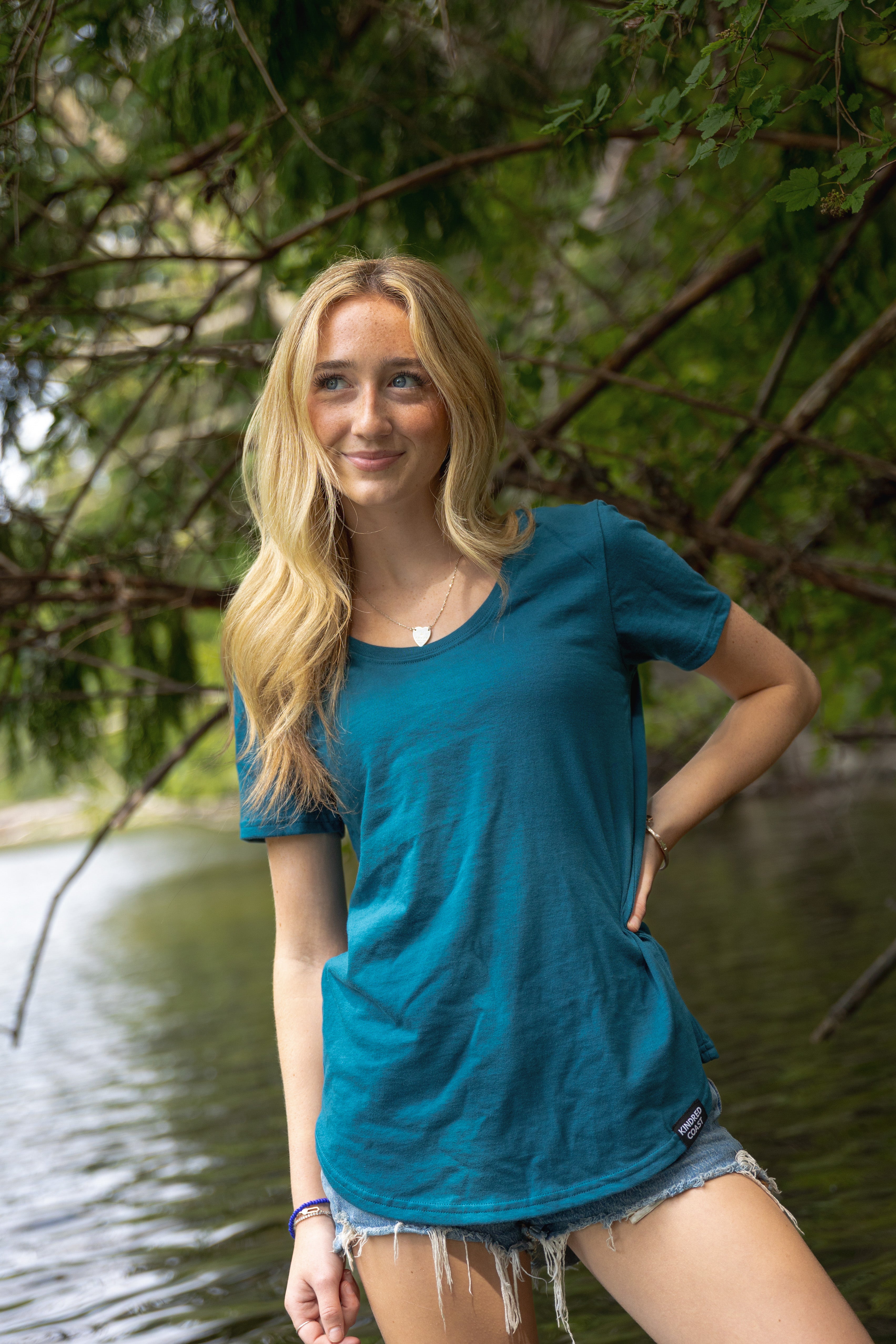 Women's 100% Organic Cotton Tee - Blank Apparel - Ocean