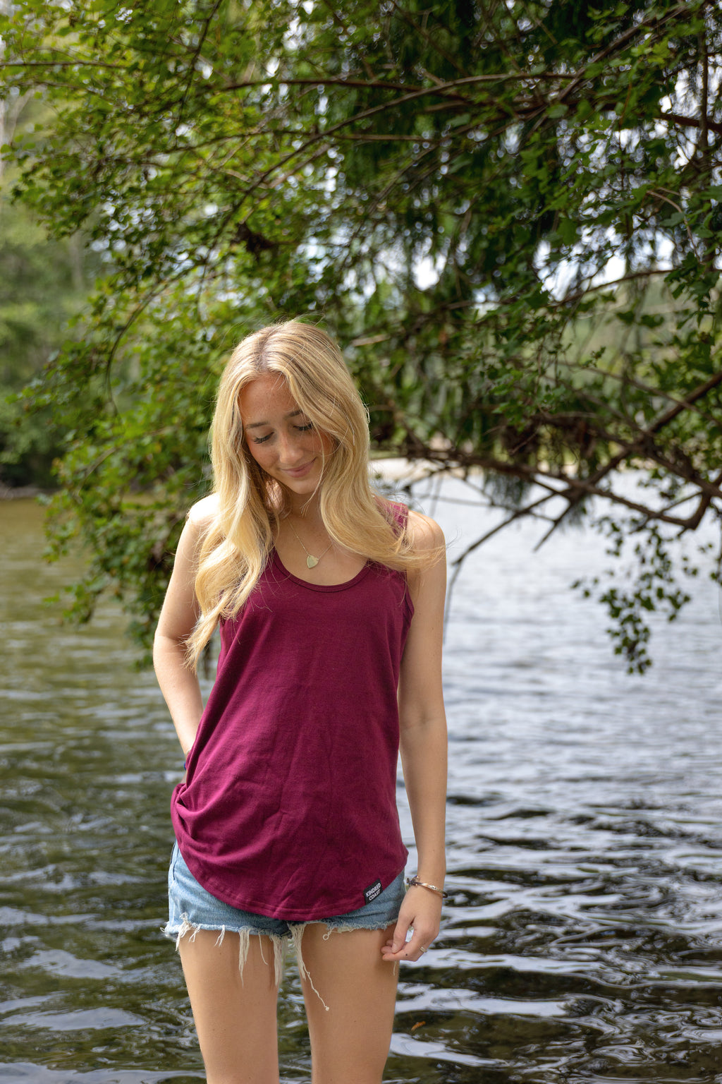Women's Racerback 100% Organic Cotton Tank Top- Blank Apparel  - Maroon