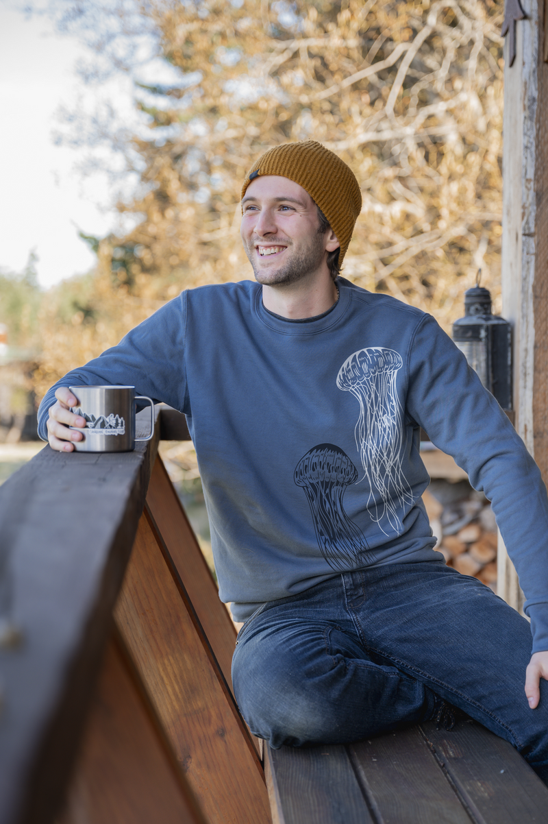 JELLYFISH - Unisex Organic Cotton Crewneck - Slate Blue
