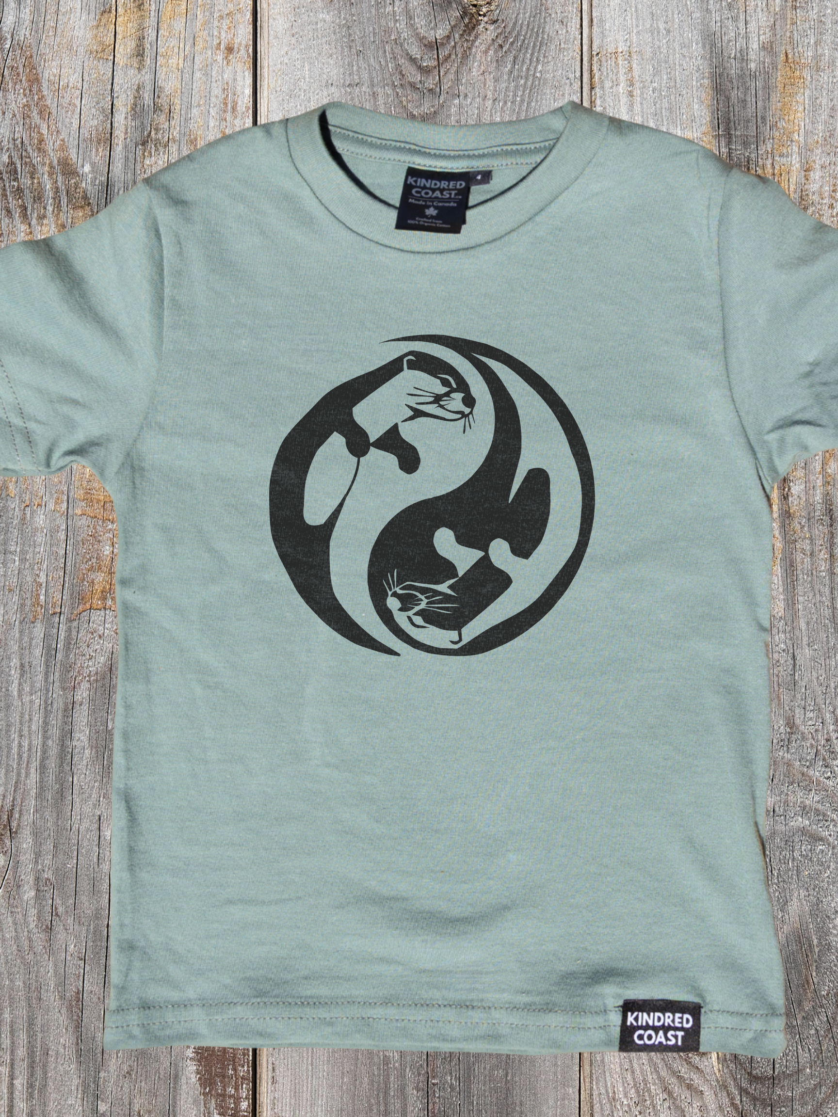 OTTER YING / YANG Kids Organic Cotton Tee - Seafoam
