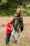 Forest Green Poncho with Jellyfish Print