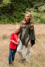 Forest Green Poncho with Jellyfish Print