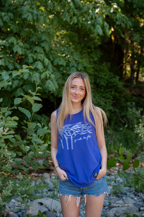 KELP FOREST- Women's Relaxed 100% Organic Cotton Tank Top - Periwinkle