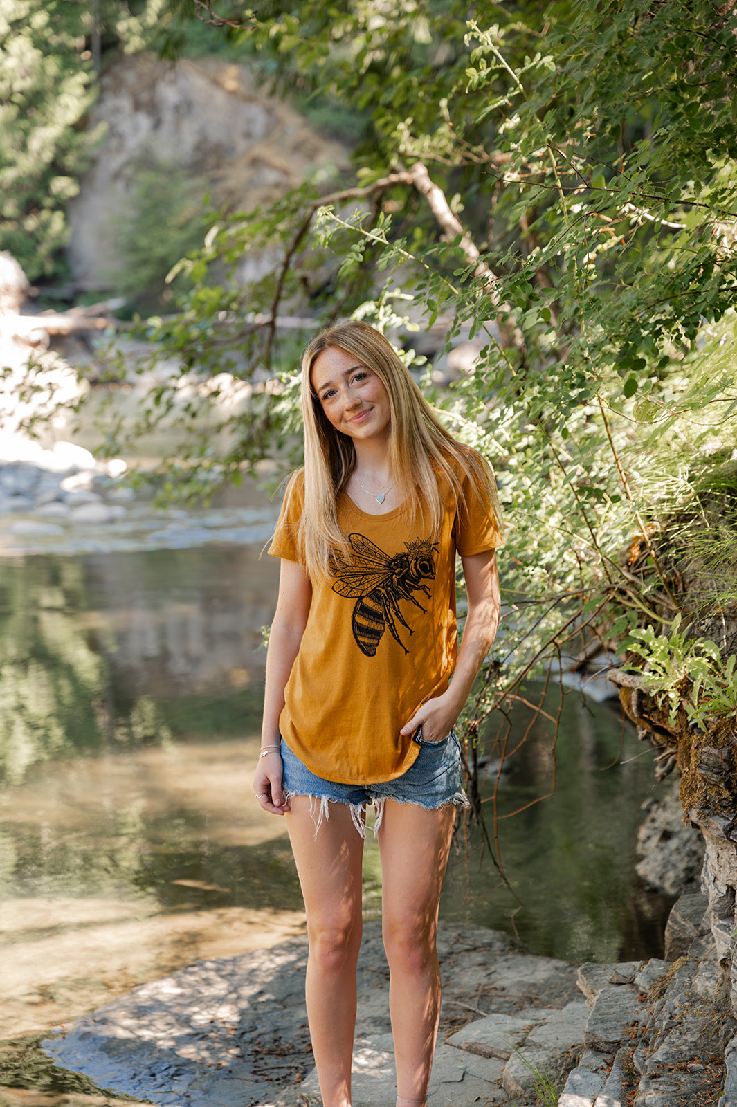 BEE - Women's 100% Organic Cotton Tee - Gold