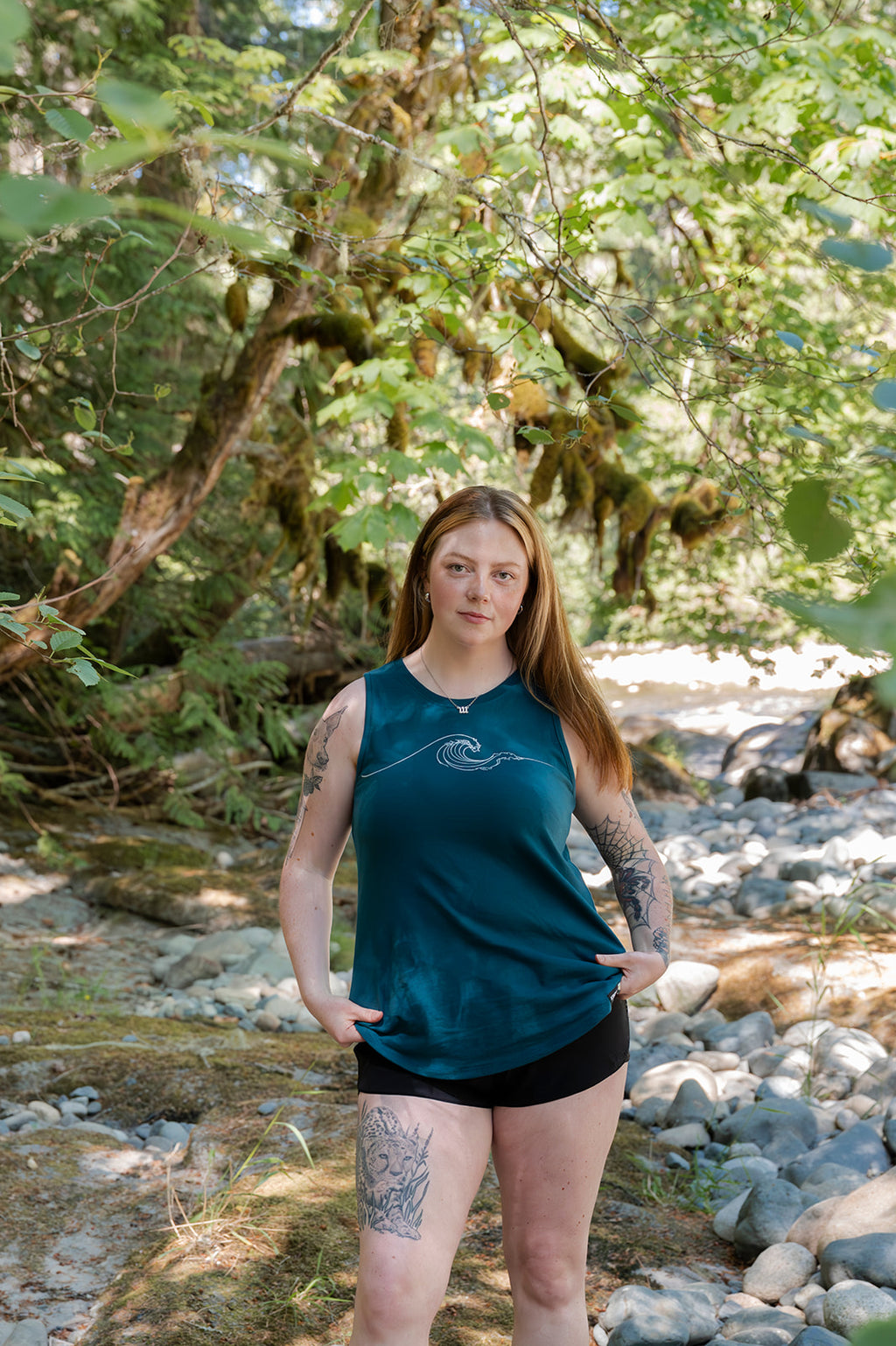 NEW WAVE - Women's Relaxed 100% Organic Cotton Tank Top - Ocean