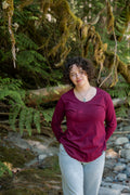 Women's 100% Organic Cotton Long Sleeve Tee - Blank Apparel - Maroon