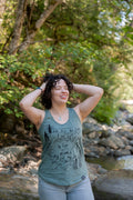INTO THE FOREST- Women's Racerback 100% Organic Cotton Tank Top - Seafoam