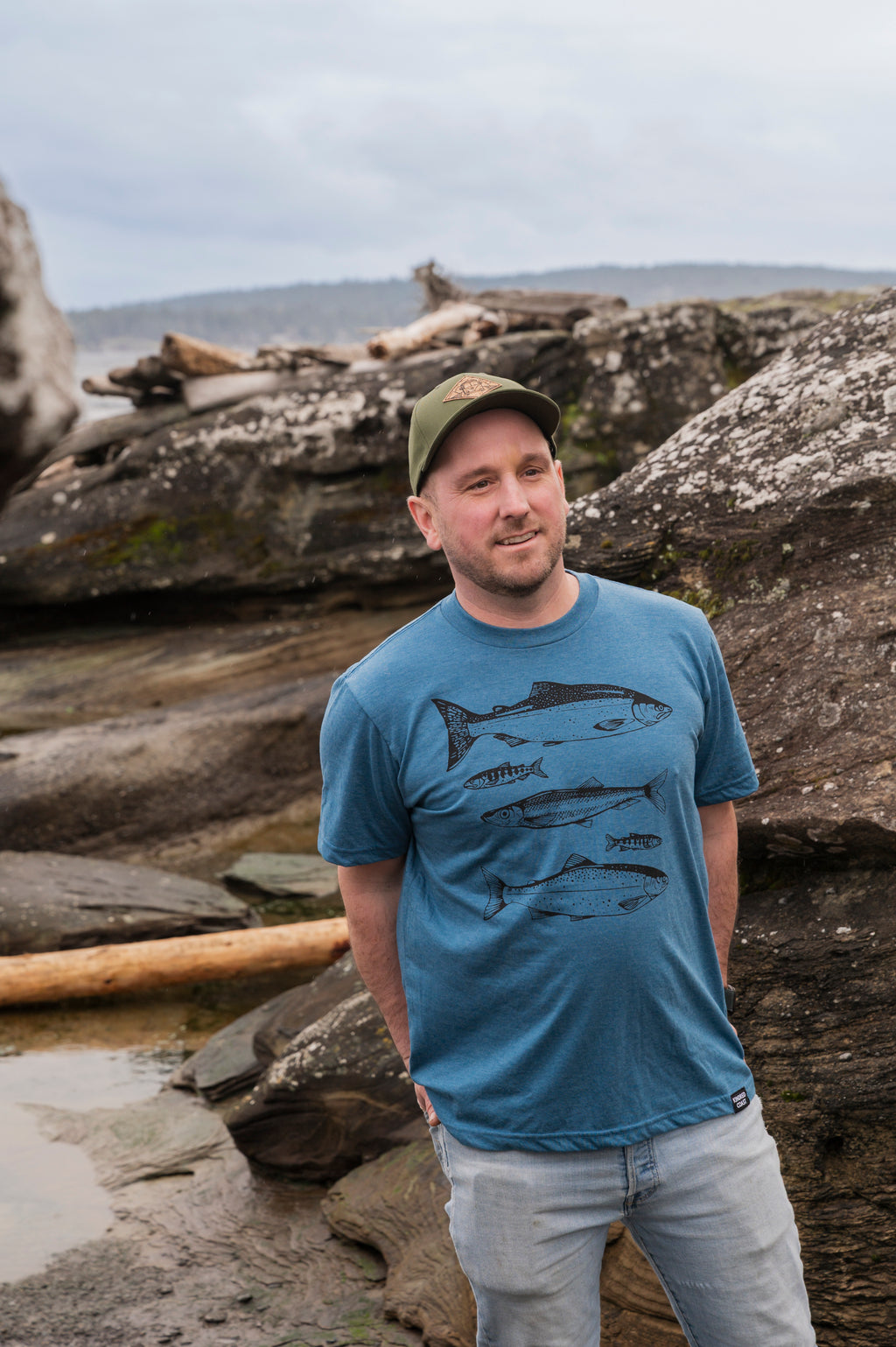 SALMON - Unisex Eco Tee - Heather Teal