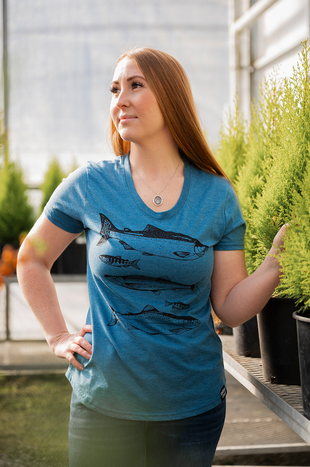 SALMON - Women's Eco Tee - Heather Teal