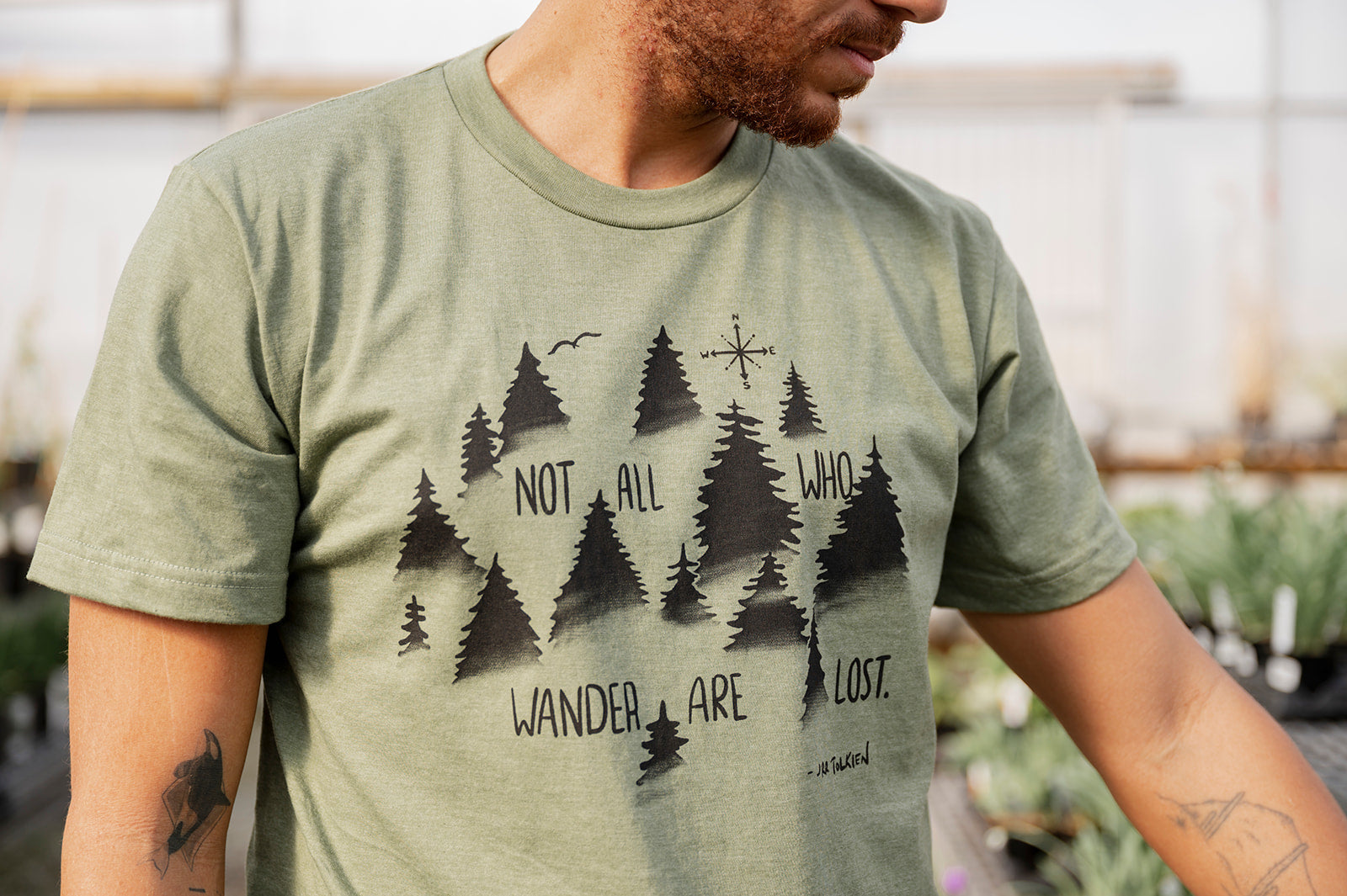 WANDER - Unisex Eco Tee - Heather Army Green