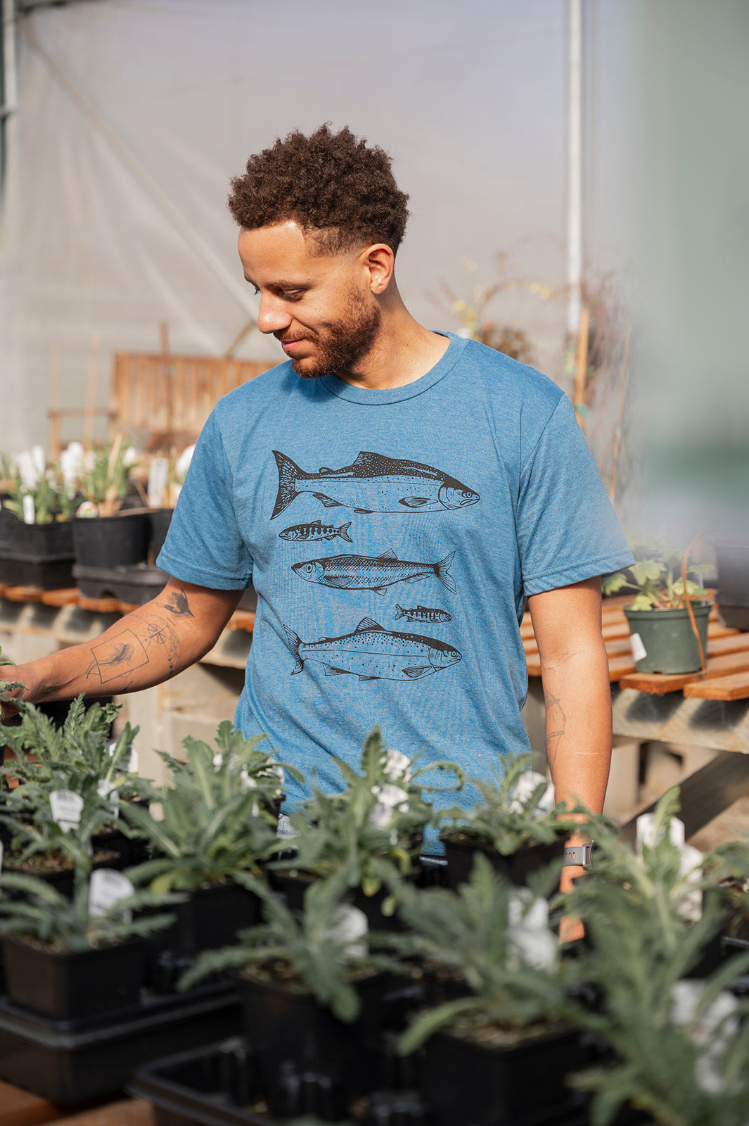 SALMON - Unisex Eco Tee - Heather Teal