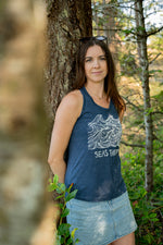 SEAS THE DAY - Women's Eco Tank Top - Heather Navy - SALE