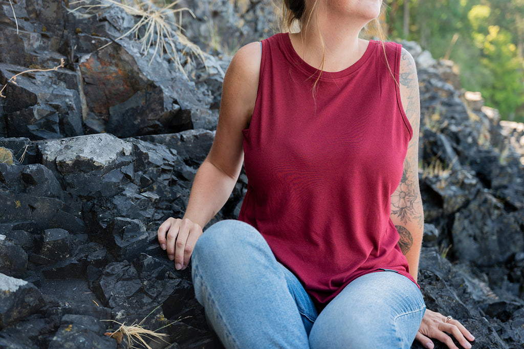 Women's Bamboo Tank - Bordeaux Red