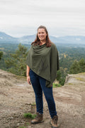 Forest Green Poncho with Fern Print