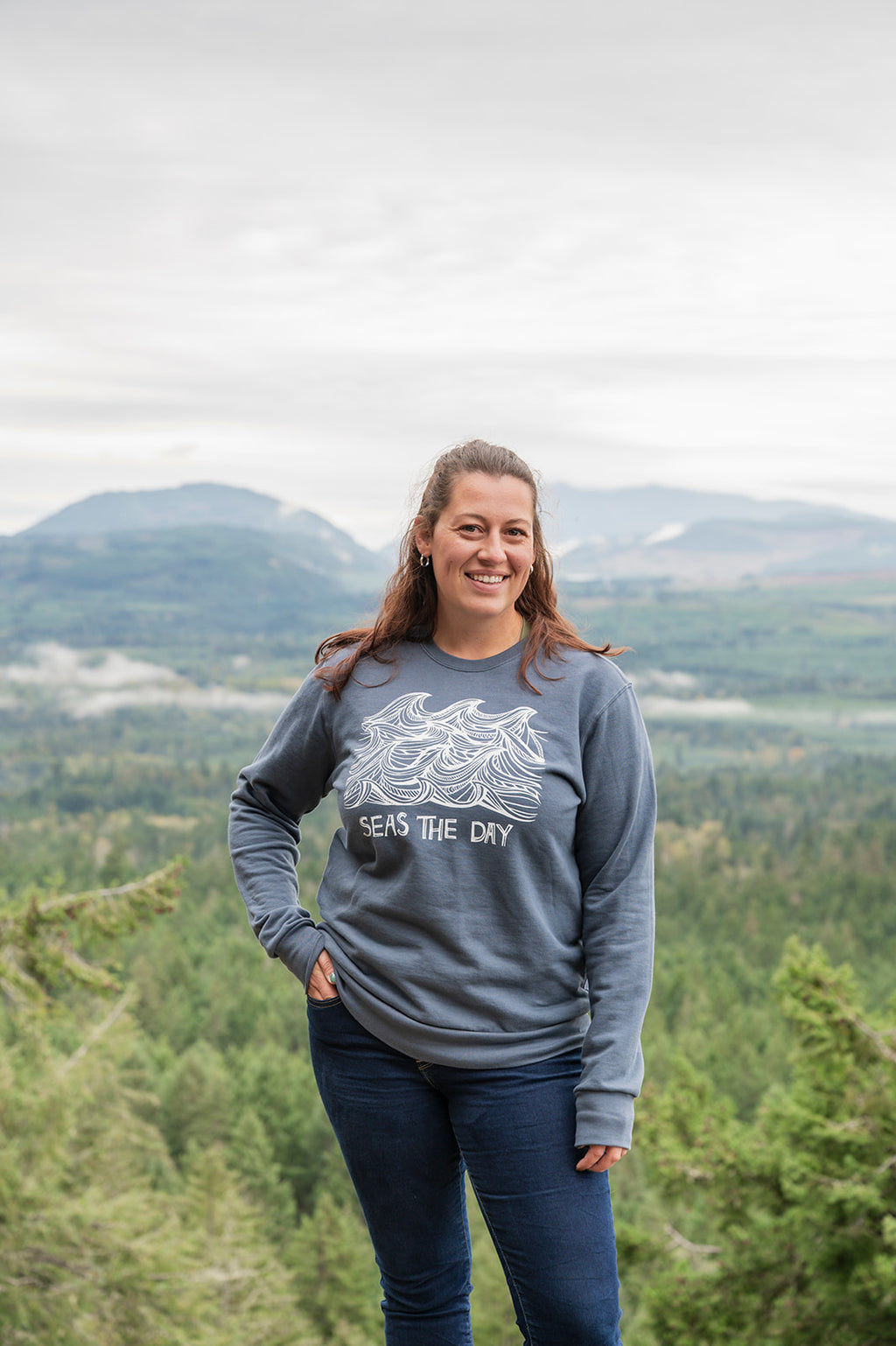 SEAS THE DAY - Unisex Organic Cotton Crewneck - Slate Blue