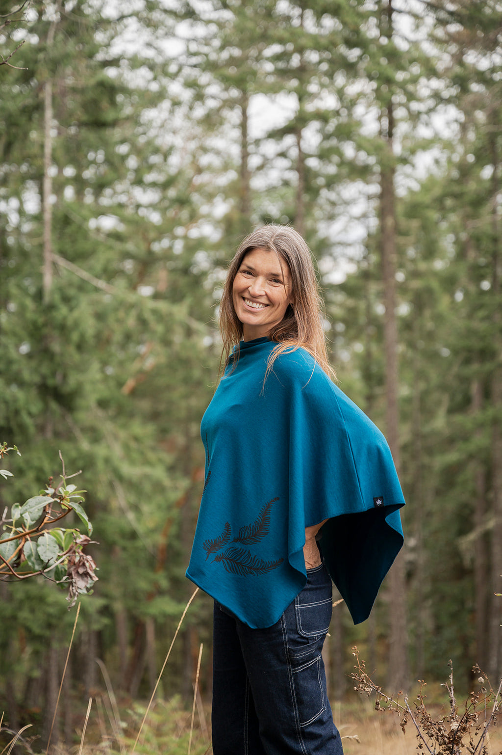 Moroccan Poncho with Fern Print