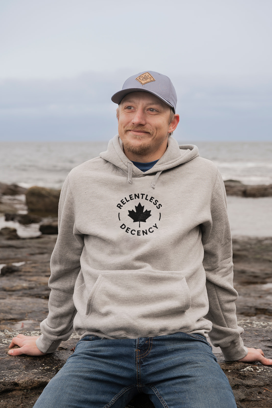 Tod Maffin's Relentless Decency - Unisex Eco Hoodie - Heather Grey