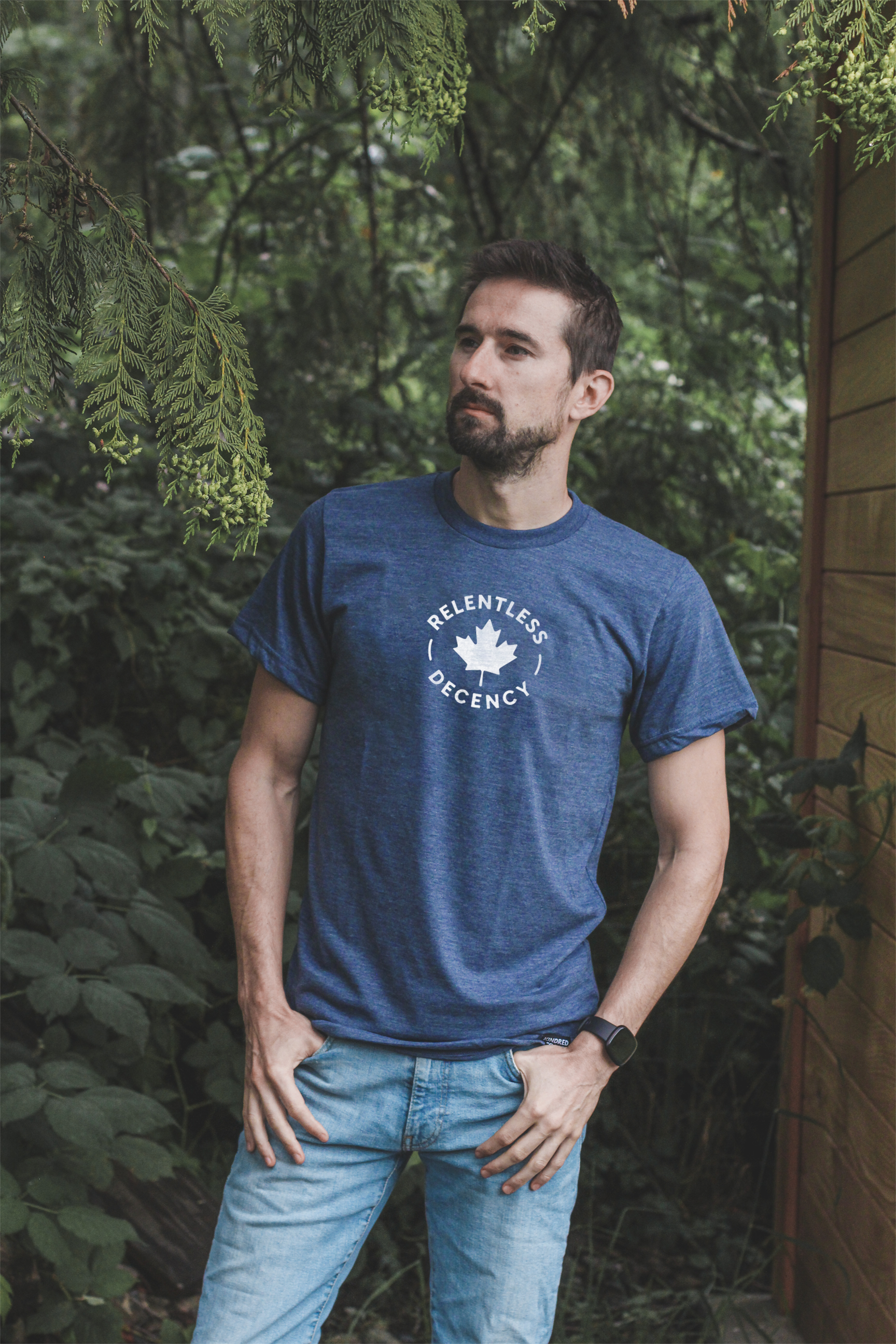 Tod Maffin's Relentless Decency - Unisex Eco Tee - Heather Navy