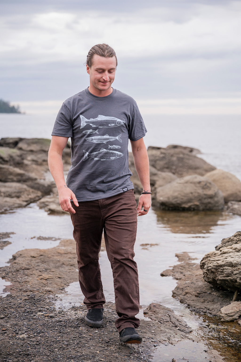 SALMON- Unisex Organic Cotton Tee - Slate Blue