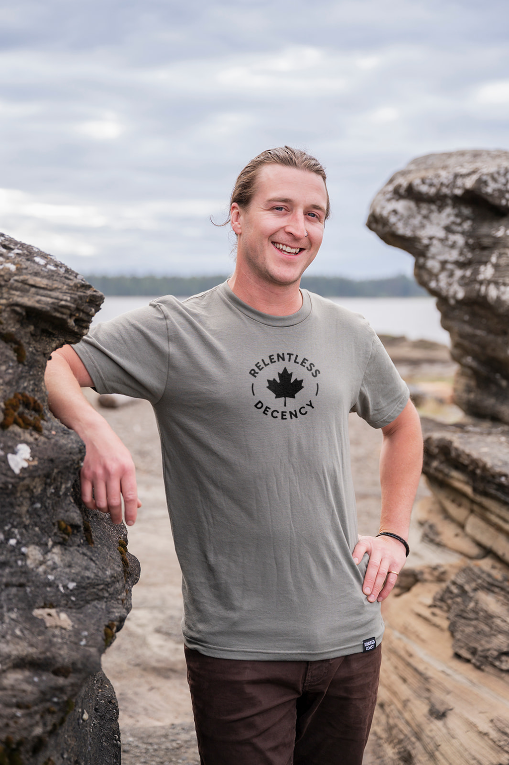 Tod Maffin's Relentless Decency -  Unisex Organic Cotton Tee - Sage