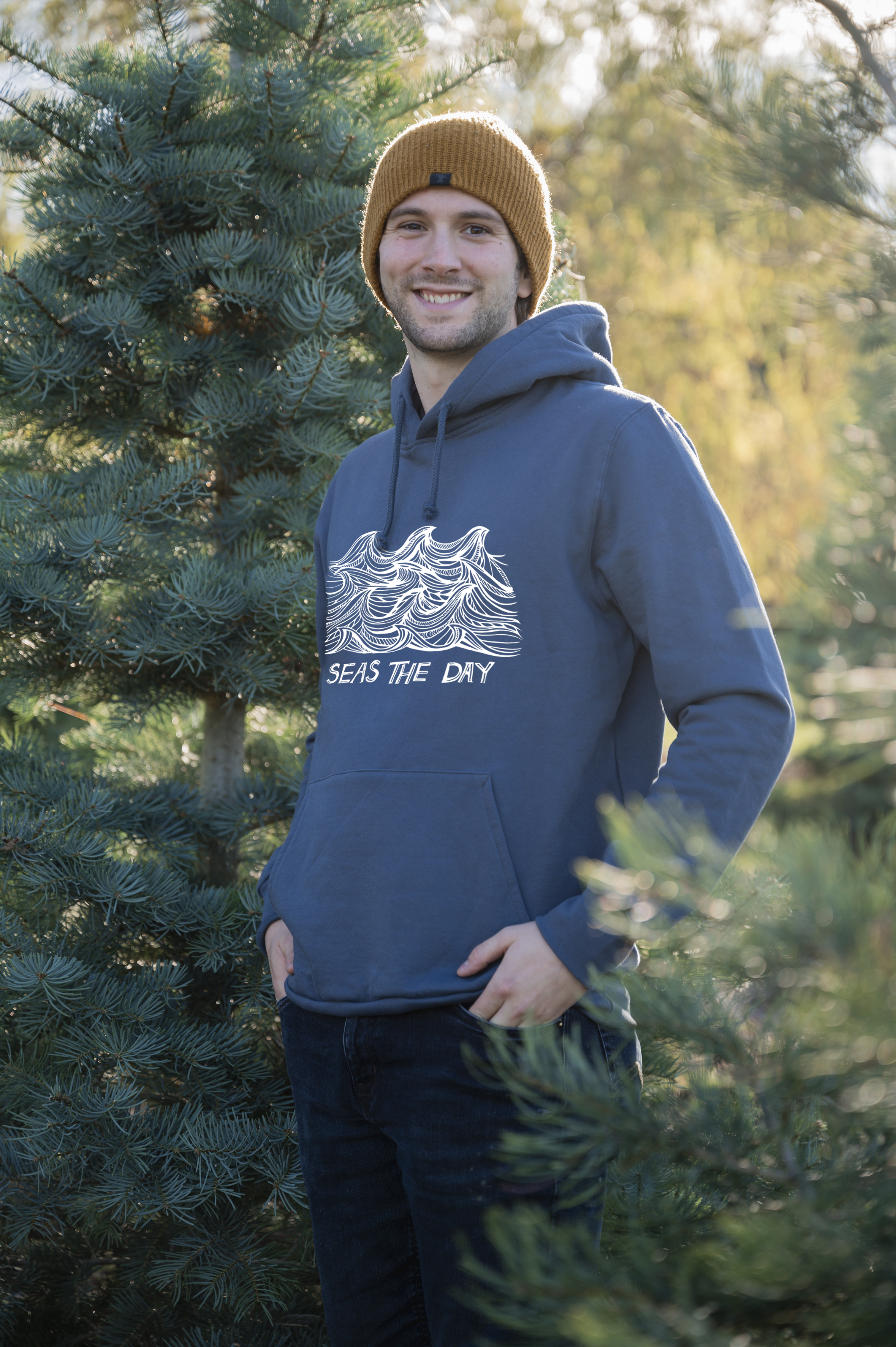 MEOPAR & SEAS THE DAY - Unisex Organic Cotton Hoodie - Slate Blue