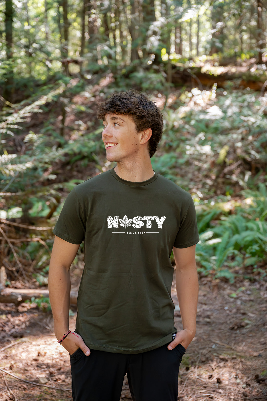 Tod Maffin's Nasty Since 1867 -  Unisex Organic Cotton Tee - Olive Green