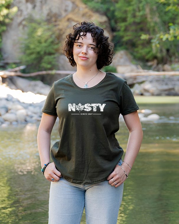 Tod Maffin's Nasty Since 1867 - Women's Organic Cotton Tee - Olive Green