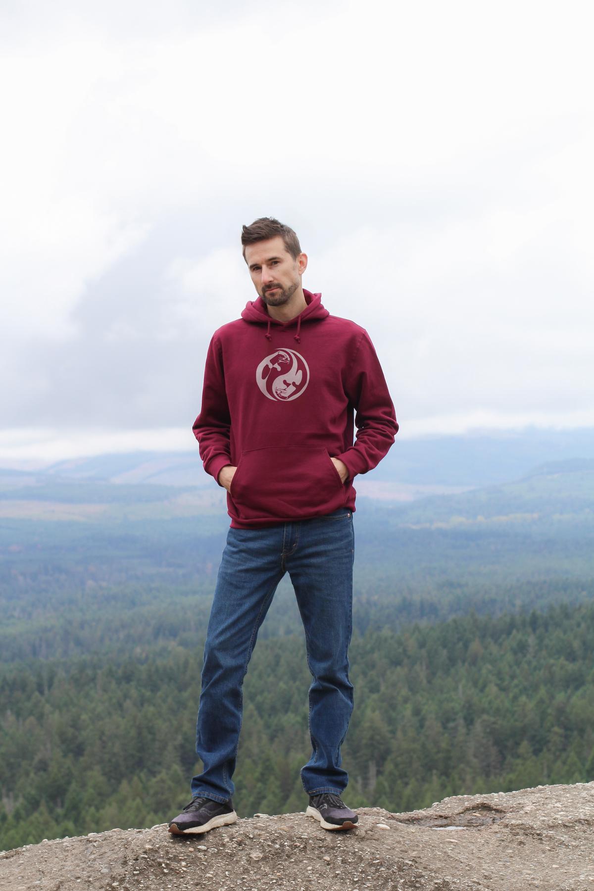 OTTER YING YANG - Unisex Organic Cotton Hoodie - Maroon