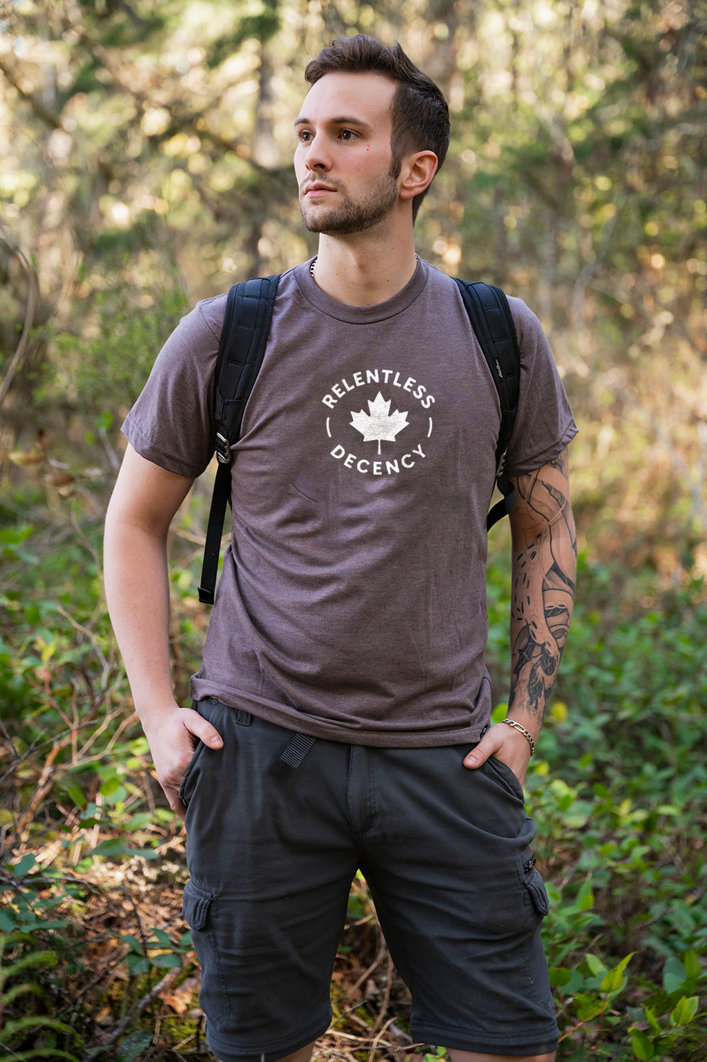 Tod Maffin's Relentless Decency - Unisex Eco Tee - Heather Brown